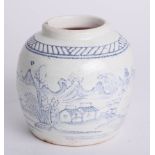 A 19th century Chinese blue and white ginger jar.