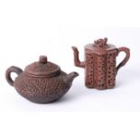Two Yixing teapots, the tallest 11cm.