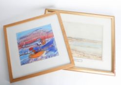 A D Smith, watercolour National Marine Aquarium together with W. Amoss Cross watercolour titled 'Off