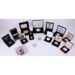 QEII five crown coin gold plated set with Swarovski crystal, Bradford Exchange, together with