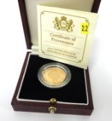 Royal Mint, QEII, proof, gold sovereign, 2013, boxed.