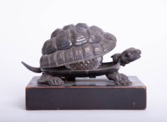 An early Victorian silver gilt novelty inkwell, in the form of a tortoise, with hinged shell