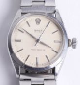 Rolex, a gents stainless steel Oyster shock-resisting wristwatch with baton numerals.