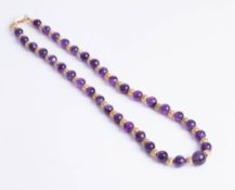 Single row Amethyst bead necklet,