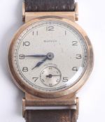 Mappin, a vintage gents 9ct manual wind wristwatch, sub seconds, diameter 27mm (lacks winder).