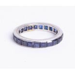 A white gold sapphire full eternity ring, size N.