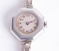 Rolex, an early ladies platinum wristwatch, octagonal diameter 32mm, inscribed '28th