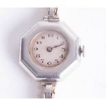 Rolex, an early ladies platinum wristwatch, octagonal diameter 32mm, inscribed '28th