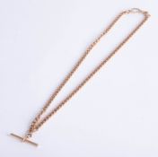 A 9ct rose gold double albert chain and T bar, approx 15.30g,