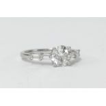 A good 18ct white gold diamond solitaire ring, the central stone approx 0.91 carats, of VS clarity