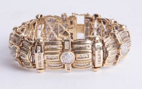 A 14ct gold and diamond set bracelet, approx 5cts diamonds, length 18cm, boxed.