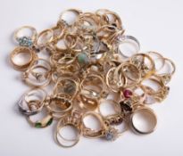 A quantity of various 9ct gold dress rings, approx 172.9g.