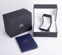 The Leo Diamond, a platinum diamond solitaire ring, approx 20 pts, ring size K, boxed.