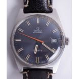 Omega, a gents Automatic Date wristwatch with blue dial.