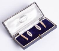 A pair 9ct gold and enamelled gents cufflinks, boxed.