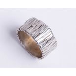 A platinum bark finished band ring, approx 13.30g, size L.