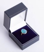 An opal set ring, size 13mm x 11mm, size L.