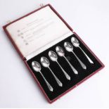 A set of six 'Silver Hallmark' tea spoons, in fitted case.