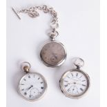 Three silver pocket watches including Kendall & Dent (3).