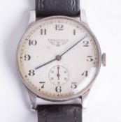 Longines, a gents large size wristwatch, sub seconds, diameter 35mm, the back plate marked 'M.J.