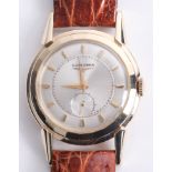 Longines, a gents 1951/52 automatic 9ct gold cased, wristwatch with baton chapter ring, date and