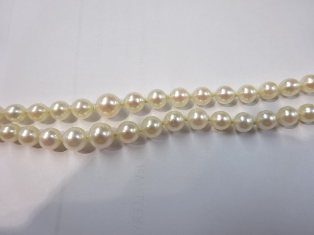 A string of pearls with 9ct gold clasp. - Image 5 of 8