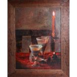 Vladimir Volosov 'Still Life with Candle' oil on canvas, 2001, signed, framed, 60cm x 45cm.