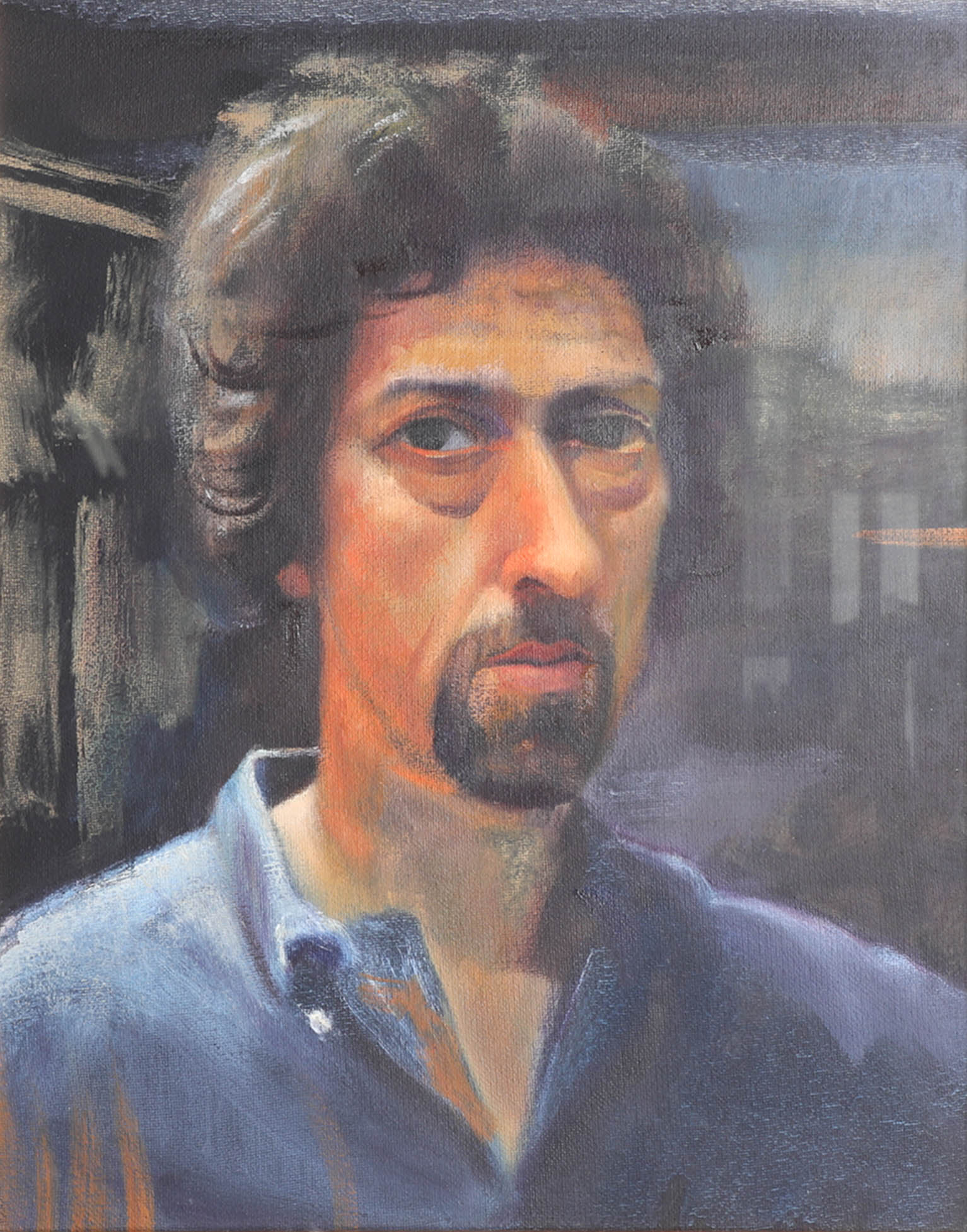 Piran Bishop, oil on canvas 'Self Portrait', signed verso, 58cm x 48cm (this is the Self Portrait - Image 2 of 2