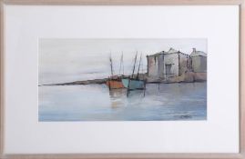 Michael Praed, watercolour 'Estuary Reflections' dated 1996, 17cm x 34cm framed and glazed.