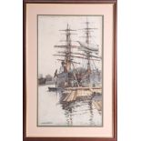 Nora Davidson, watercolour 'Harbour', framed and glazed, 49cm x 28.5ocm.