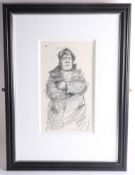 Robert Lenkiewicz (1941-2002) 'Cockney Jim with Arms Crossed', pencil drawing, 38 x 21cm, signed and