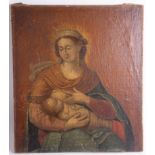 A 19th century oil on canvas, 'Madonna and Child', not signed, unframed, 54cm x 48cm.