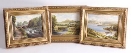 Bob Tucker (Devon artist) three small original oils 'Brent Tor', 'Burrator Reservoir', '