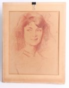 John Henry Alphonso Da Costa (1867-1931) 'Portrait of a Young Woman', red crayon drawing, signed,