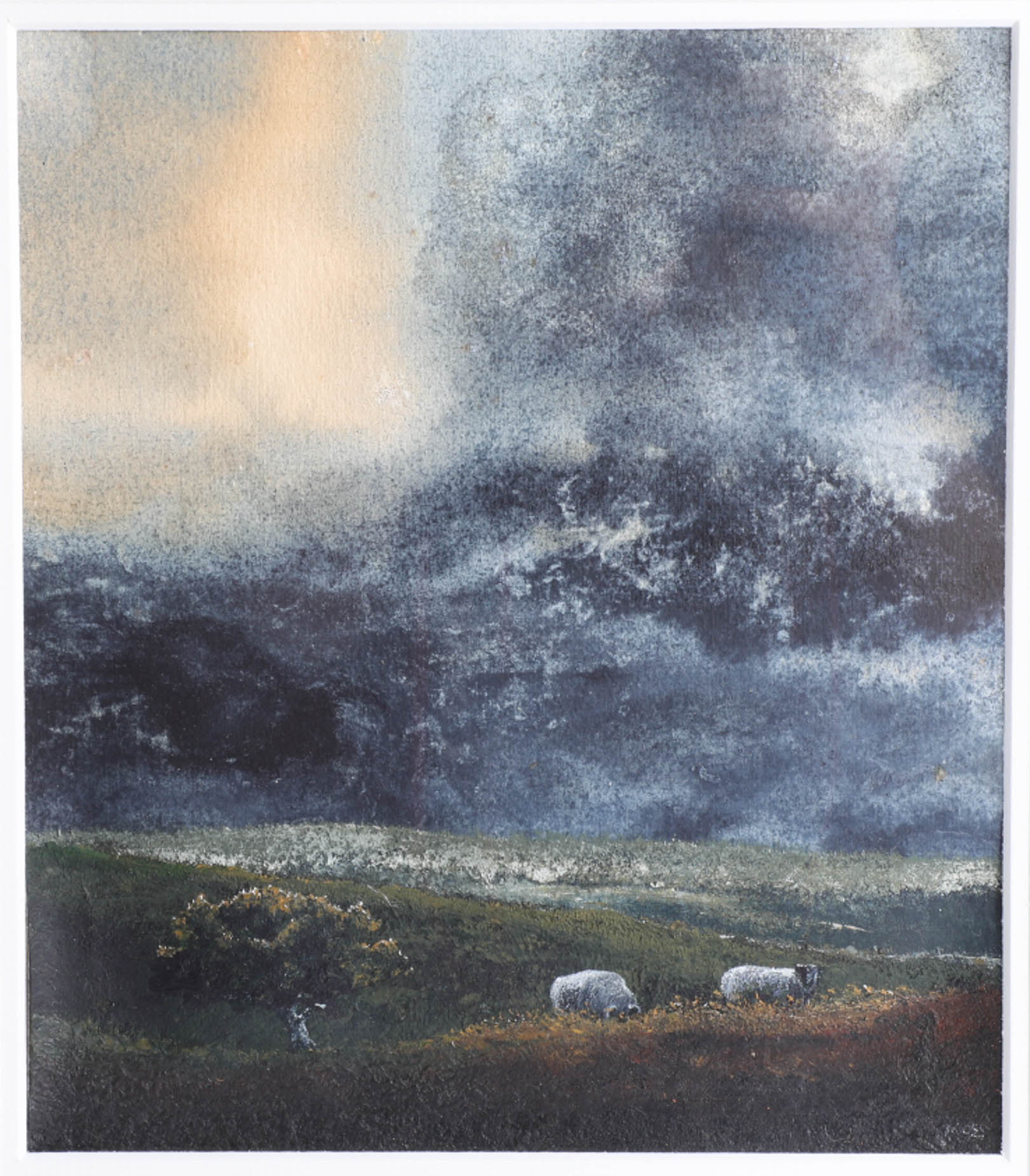 Michael Moss, watercolour 'Storm Light', framed and glazed, 21.5ocm x 19cm. - Image 2 of 3