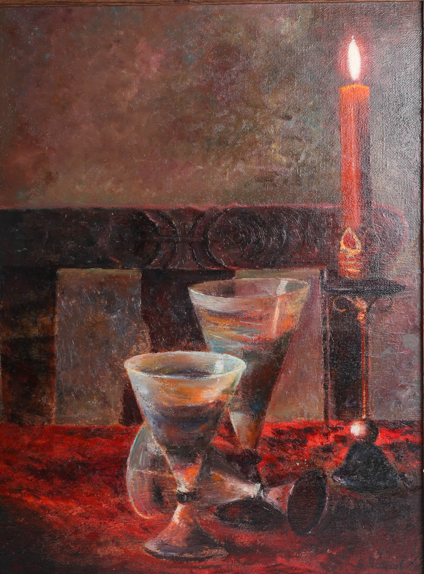 Vladimir Volosov 'Still Life with Candle' oil on canvas, 2001, signed, framed, 60cm x 45cm. - Image 2 of 2