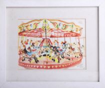 Fred YATES (1922-2008) 'Carousel' signed print, number 78/100, 15cm x 20cm.