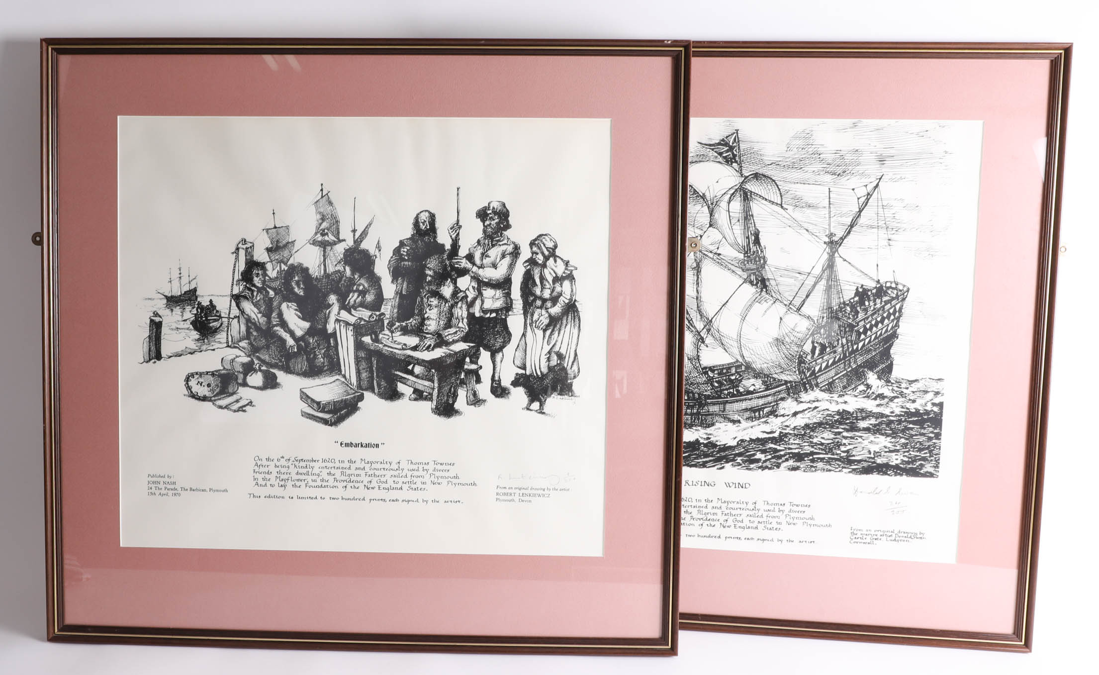 Robert Lenkiewicz, Embarkation 'Pilgrim Fathers Sailing from Plymouth', signed limited edition