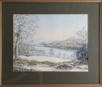 Molly Spooner, watercolour 'Burrator with Downtor & Sheepstor', 27cm x 36cm, framed.