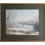 Molly Spooner, watercolour 'Burrator with Downtor & Sheepstor', 27cm x 36cm, framed.