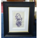 Wolfe Lenkiewicz, biro drawing, signed in pencil, inscribed 'Wolfe Lenkiewicz son of Robert O', 28cm