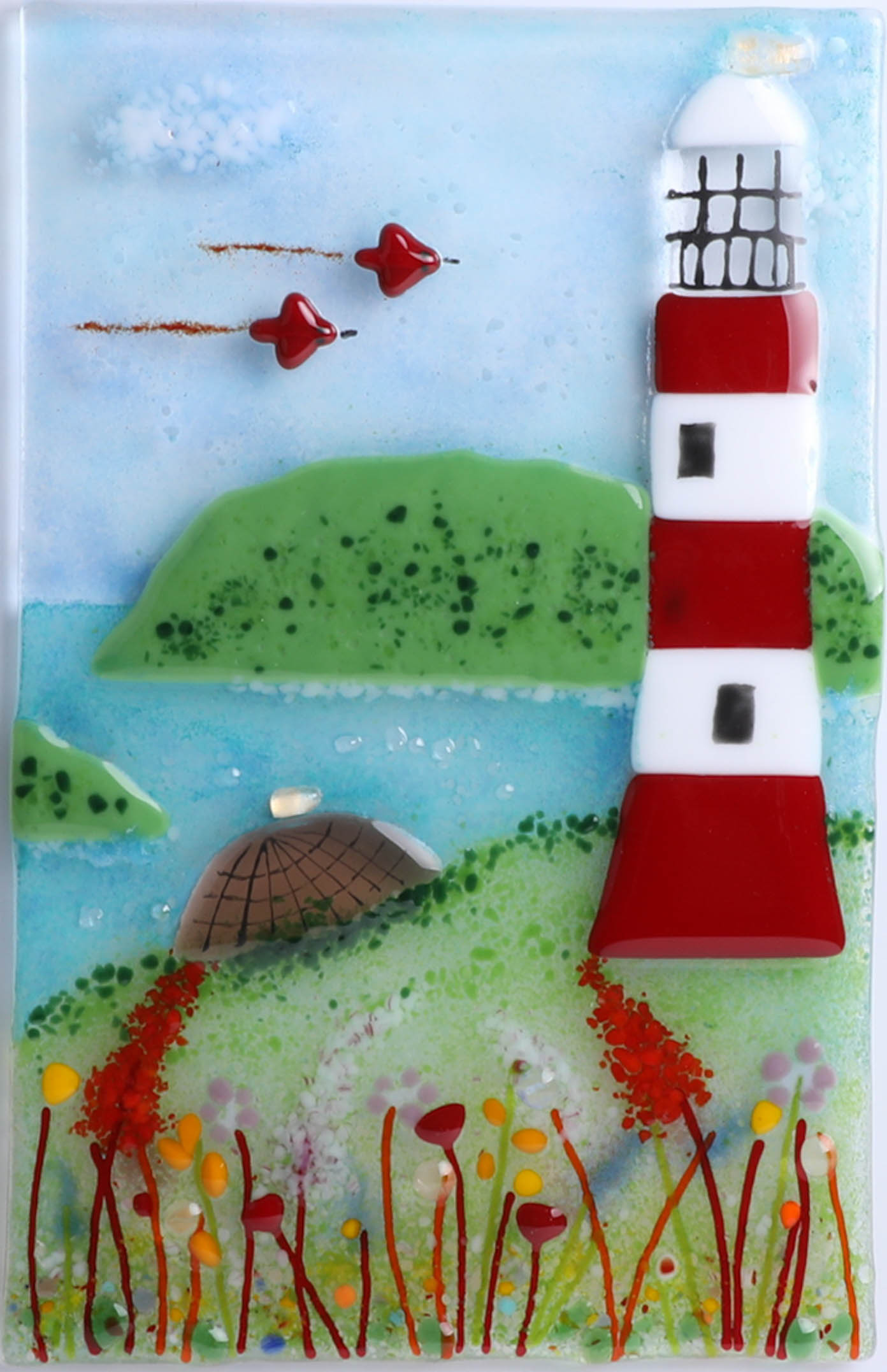 Lou from Lou C fused glass, original glass work, titled 'The Hoe, Summer Time', overall size 38cm - Image 2 of 2