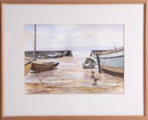 Wilf Plowman, 'Lympstone Harbour' watercolour, framed and glazed, 25cm x 35.5cm.