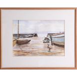 Wilf Plowman, 'Lympstone Harbour' watercolour, framed and glazed, 25cm x 35.5cm.