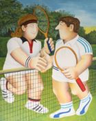 Beryl Cook 'Tennis' limited edition print signed 255/300, unmounted, not framed, 86cm x 68cm.