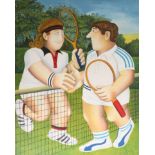Beryl Cook 'Tennis' limited edition print signed 255/300, unmounted, not framed, 86cm x 68cm.