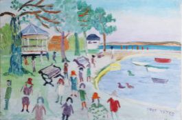 Fred YATES (1922-2008) 'Bandstand, Christchurch', oil on board, signed, 30 x 45cm.