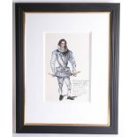 Robert Lenkiewicz (1941-2002) 'Robert Devereux', pen and ink/watercolour, 38 x 23.5cm, a preparatory