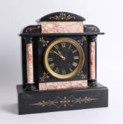 Victorian slate and marble mantle clock.