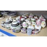 Quantity of various ornaments, 19th Century and later plates, some pot lids, ginger jars,